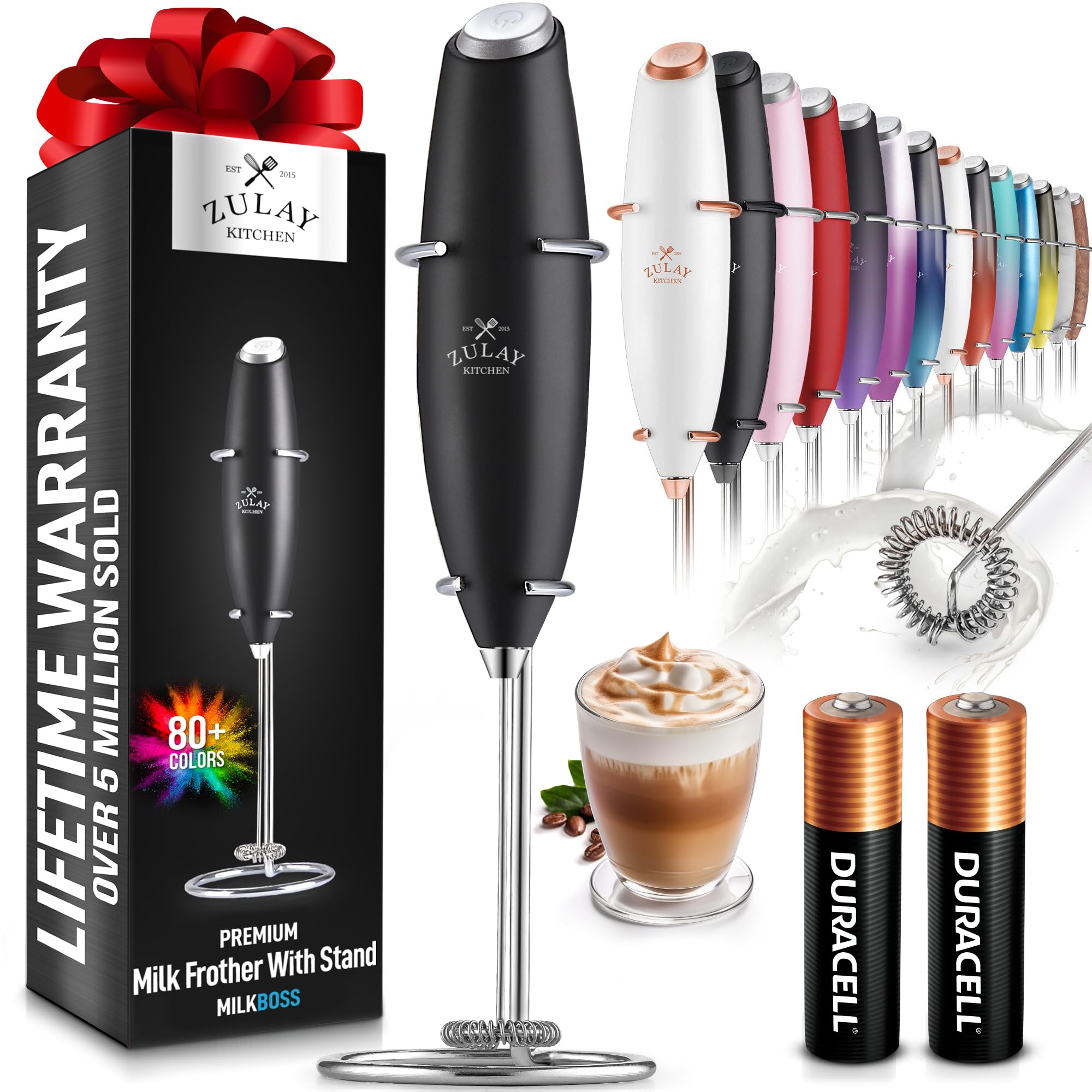 Zulay UltraSpeed Milk Frother Wand with Batteries